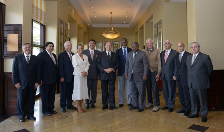 The Aga Khan University Board of Trustees with the Chancellor, His Highness the Aga Khan during their meetings in Tanzania.  AKD